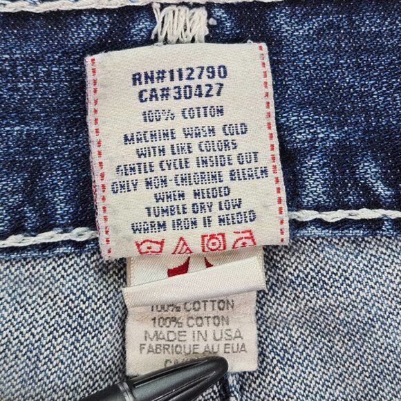 True Religion Made in USA Billy Giant Big T Jeans Short Denim Size 36 Seat 34 - Picture 5 of 15